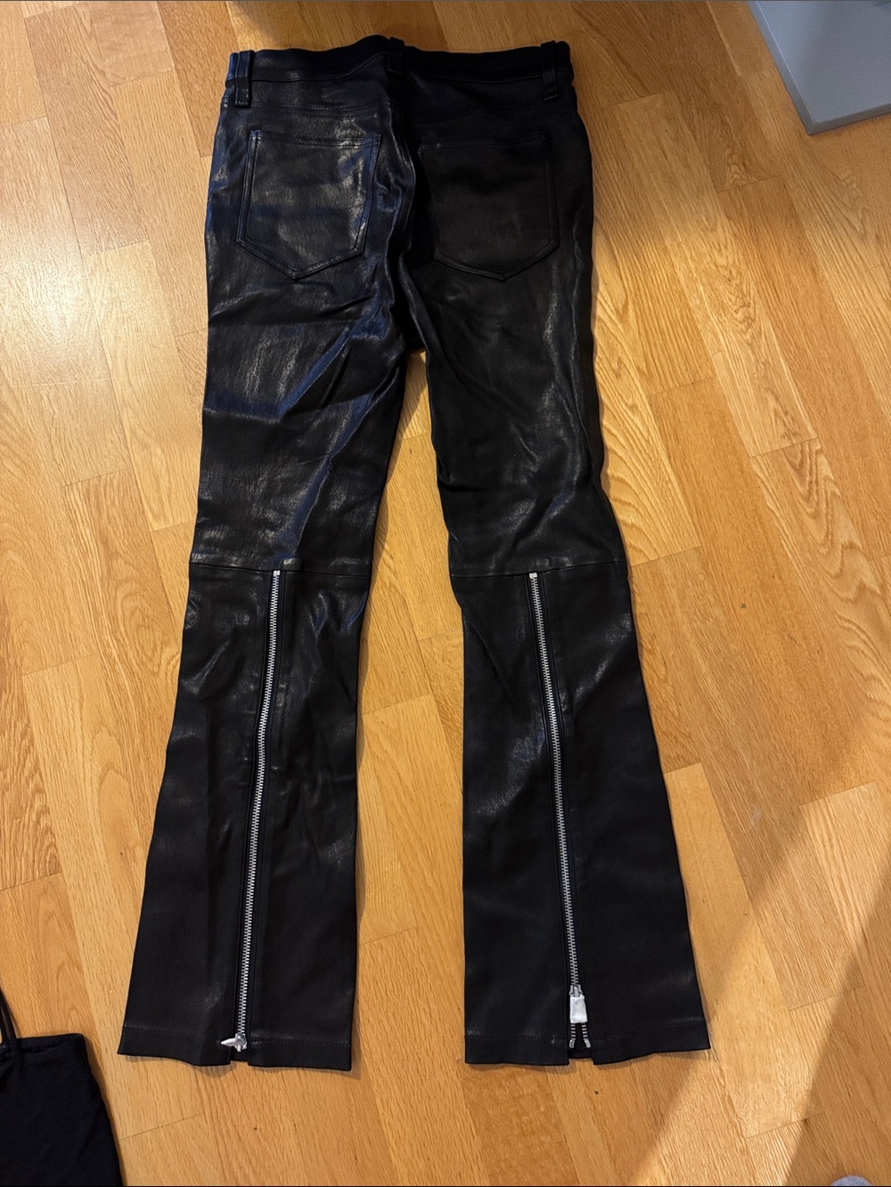 RAG and Bone Black Leather Women’s Flared Jeans - Picture 2 of 3
